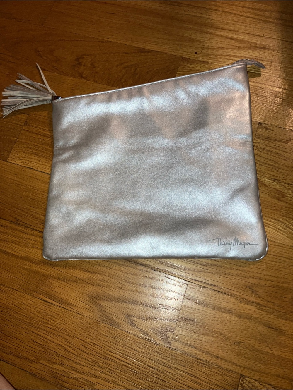 Thierry Mugler Vintage Silver Metallic Fold-Over Star Clutch Purse